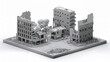 © bephoto - 白背景に置かれた崩壊都市ジオラマの災害素材3Dビジュアル