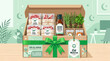 © Grizzly Bearz - Eco-friendly Eid Al-Adha gift basket with natural soap lotion and potted plants on a wooden table perfect for Ramadan and Islamic celebrations