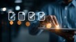 © Taiwo - Digital document management and approval workflow. Holographic icons workflow automation process of creating, reviewing, and approving digital documents on a tablet.