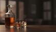 © sch_ai - Whiskey Decanter Glasses Ice Dark Wood Table