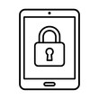 © Abdullah - Locked Tablet Vector Illustration - Digital Security Character for Cybersecurity Apps, Parental Controls, and Privacy Branding. Modern Black and White Line Art.