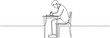 © Afganganteng - Continuous line drawing of a person writing at a desk, focused study or work, minimalist art