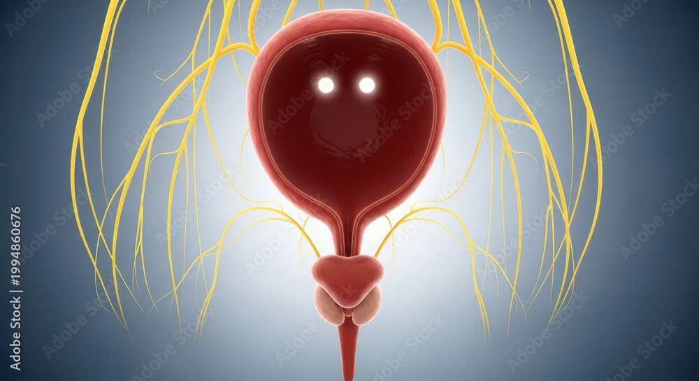 Plexus Prostate 3d illustration of human male urinary bladder with prostate and ...