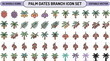 © MdMahfujAhmmed - Palm dates branch doodle icon set with date fruit palm tree leaves botanical editable vector tropical collection