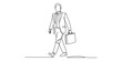 © Pabon Art Gallery - Continuous single line drawing of a businessman in a suit walking and carrying a briefcase Vector, illustration