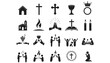 © Ravindu - Christianity symbols and icons set, religious faith and spirituality