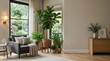 © Coosh448 - Unoccupied patient care space highlighted by lush foliage and copy space for text, elegant interior styling, contemporary decor, realistic materials, balanced composition, soft daylight, crisp focus,