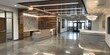 © Steph - Modern office lobby - corporate office building open for business with reception desk empty