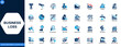 © aura studio - Crisis and business loss icon set. Financial risk, market decline, bankruptcy, warning, downturn, collapse, debt, recession, cash flow, stock crash. Editable icons collection. Vector.