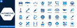 © aura studio - Automotive parts icon set. Car components, vehicle systems, engine, transmission, brake, battery, steering, maintenance tools, mechanic workshop. Editable icons collection. Vector.