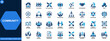 © aura studio - Community and social interaction icon set. Communication, teamwork, collaboration, people, connection, partnership, support, trust, network, organization. Editable icons collection. Vector.