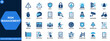 © aura studio - Risk management icons. Risk assessment, hazard control, safety protection, security monitoring, emergency response, threat analysis, prevention strategy. Editable icons collection. Vector.
