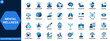 © aura studio - Mental wellness and mindfulness icon set. Meditation, therapy, brain health, relaxation, stress relief, self care, emotional balance, psychology, healing support. Editable icons collection. Vector.