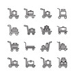 © MIRNasir - Luggage carts and trolleys with suitcases arranged in a clean grid layout for travel convenience