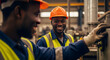 © DEXTEROUA - Teamwork African American worker in the factory.Black man afro work heavy industrial