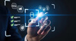 © Genowefa - HR manager utilizes digital recruitment technology, candidate selection tools, talent screening, hiring strategy, data analytics, skill assessment, workforce planning, and performance evaluation