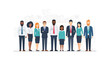© Devi - Diverse Business Team and Corporate Professionals Standing Together in Modern Minimalist Office Environment - Flat Style Vector Illustration