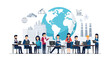 © Devi - Global Business Team and International Collaboration Vector Illustration with Diverse Professionals Working in Modern Industry Concept