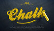 © Oli - A yellow chalk text effect vector design with editable font style and classroom blackboard background template for back to school typography