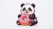 © Sin Art - Cute Panda Eating a Frosted Donut with Sprinkles