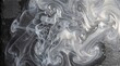 © Nabkq - Elegant abstract background of swirling metallic silvr ink and pearlescent whit liquid smoke on a dark tetured surface, luxury flui art concept