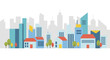 © Molen - Colorful Flat Design Cityscape with Buildings and Trees.