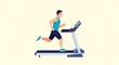 © koji antero - Man running on treadmill, fitness exercise, cardio workout, healthy lifestyle, gym equipment illustration
