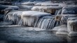 © Lo - Frozen Waterfall with Icicles Capturing the Beauty of Winter's Embrace