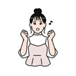 © KatoSaori - 張り切るまとめ髪の若い女性のシンプルなベクターイラスト素材