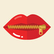 © Rahed Ul Islam - Red Lips Zipper Mouth Silence Secret Quiet Symbol Icon Vector Illustration