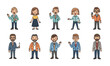 © Background  Photo - A vector graphic illustration of ten diverse cartoon people standing in two rows on a white background