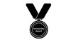 © jaman - A black and white vector graphic of a medal with a ribbon, symbolizing achievement and recognition.