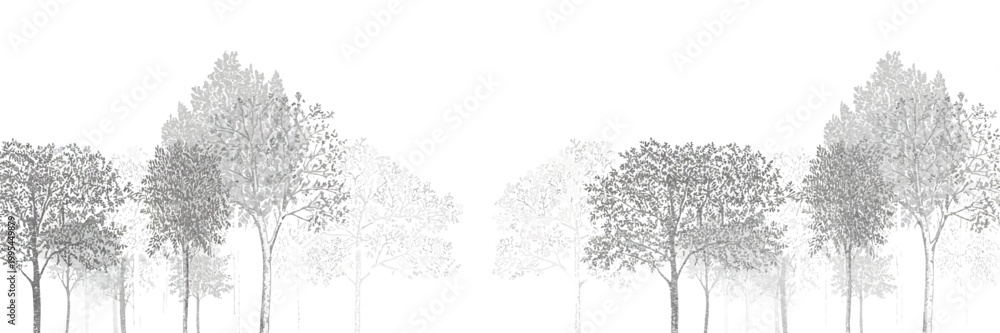Architectural CAD Tree Line Drawing Set, Minimal Style Side View ...