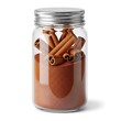 © Rupa - Cinnamon sticks and powder in glass jar with wooden scoop on white background