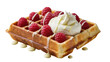 © Sean - Golden waffle topped with whipped cream and fresh raspberries, isolated on transparent background
