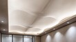 © Liew - Modern off-white stretched fabric ceiling with undulating waves and integrated warm ambient lighting