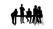 © Riyadkingline - Silhouette group discussing at table isolated on transparent background, Vector