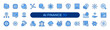 © Nivins McTwisp - AI Finance filled icon set. Financial Digital Technology, Artificial Intelligence, Smart Banking, Analytics concept. Blue vector icons collection.