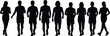 © Meri999 - Running people silhouettes in front view isolated on white background representing fitness activity, group jogging, healthy lifestyle and dynamic human motion concept