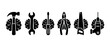 © Fernando - Brain and Construction Tools Icon Set, Mental Skills and DIY Repair Concept, Creative Thinking and Problem Solving Symbols, Engineering Strategy, Technical Innovation Design for Business Industry Proj
