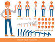 © yindee - Construction worker Character Constructor – Flat Design Vector Kit with Poses and Facial Expressions for Animation and Explainer Videos