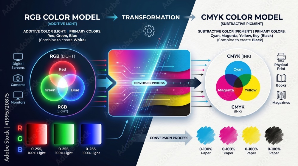 Foto de Stock Infographic Diagram Explaining RGB to CMYK Color Model ...