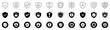 © vectorsanta - Security shield icon set. Security icons. Shield check mark. Protection icon. Padlock logotypes. Editable stroke. Vector illustration.