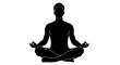 © Hughes - Black silhouette of a man meditating in lotus pose, isolated on transparent background