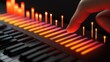 © Ganjar - Close-up of a human finger interacting with a futuristic musical keyboard, highlighting sounds