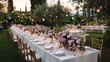 © StudioFF - Elegant Outdoor Wedding Banquet Setup / エレガントな屋外ウェディングの宴会セット