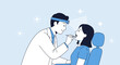 © rizka - Doctor examining patient's throat with medical instrument in clinic, healthcare concept
