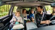 © Olena Apetroaiei - Joyful family adventure through sun-dappled forest roads on a bright day