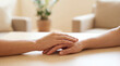 © Aurora Aesthetics - therapist supportive hand care comfort compassion empathy trust counseling gesture on sofa showing reassurance emotional help and calm human connection for mental wellness and healing concepts