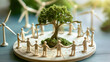 © Aillusionist - Community Sustainability Justice Tree People Circle Wind Turbines Scales Balance